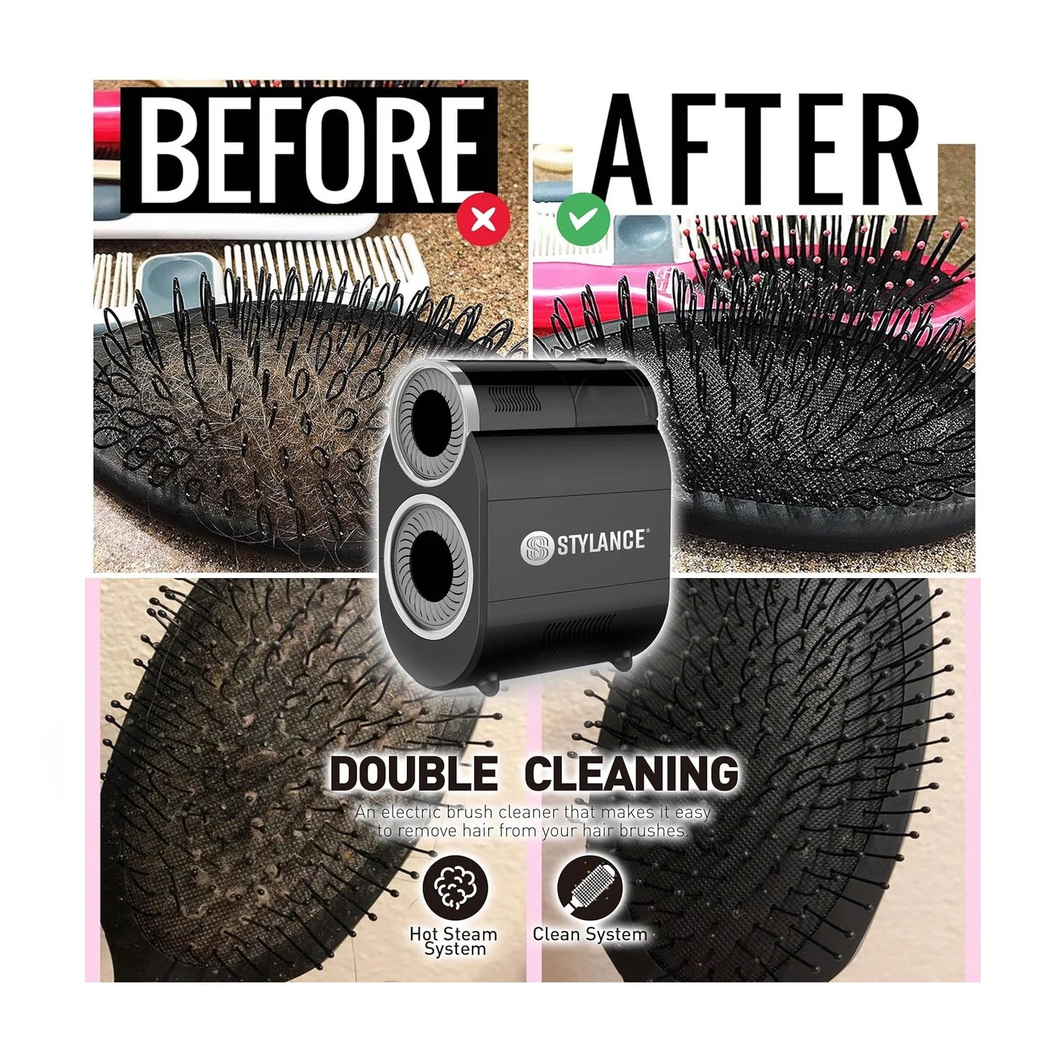 Stylance Automatic Salon Hair Brush Cleaner Steamer