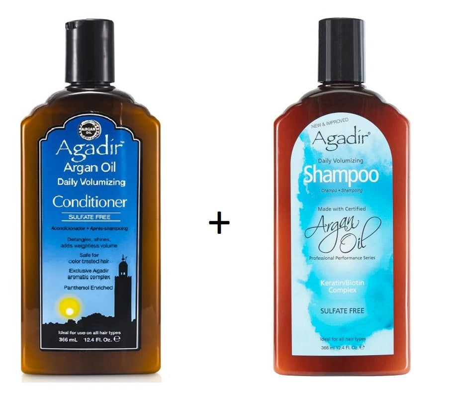 Agadir Argan Oil Daily Volumizing Shampoo 366mL + Daily Volumizing Conditioner 366mL