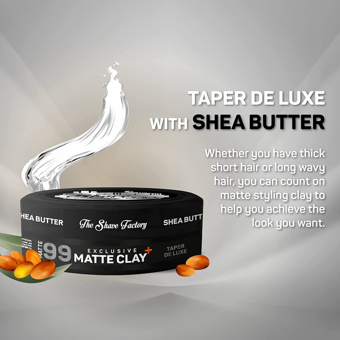 The Shave Factory hair pomade clay matte 99 with shea butter 150ml