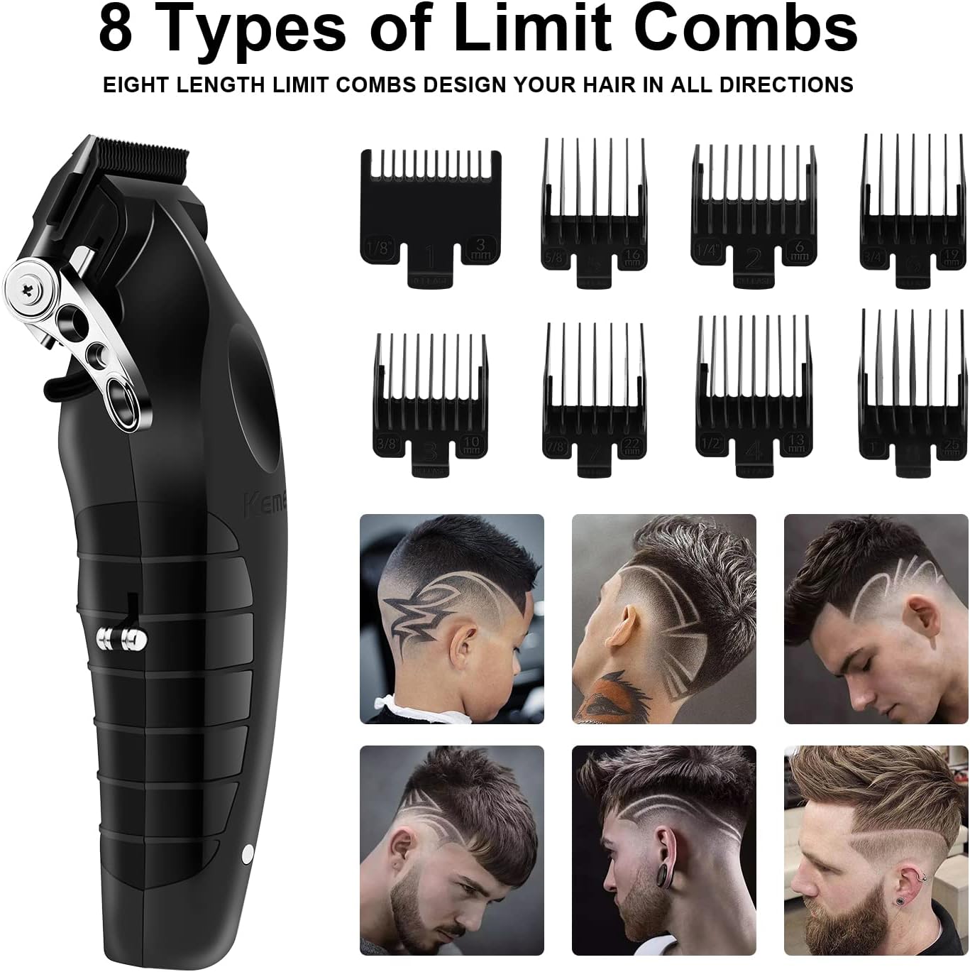 Kemei 2296 Professional Hair Clipper for Men T Blade Barber Clippers