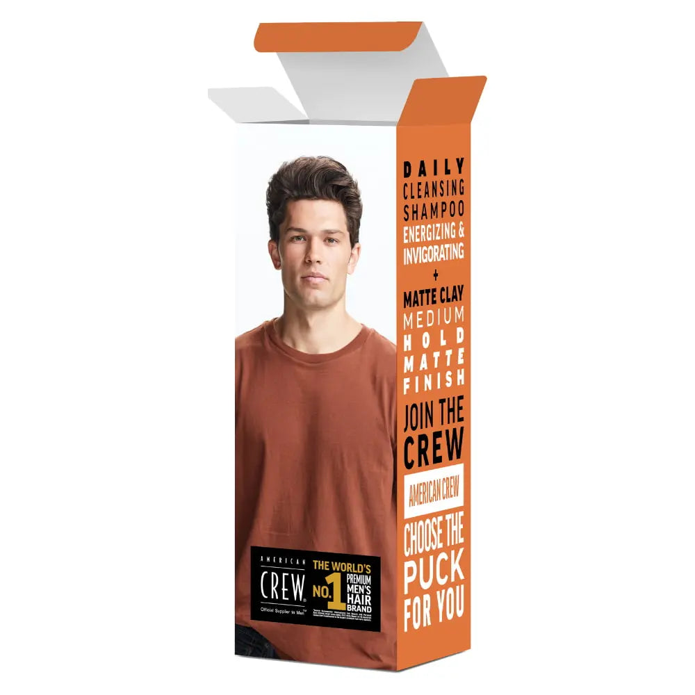 American Crew Matte Clay Duo Pack (Shampoo + Matte Clay) In Orange Gift Box