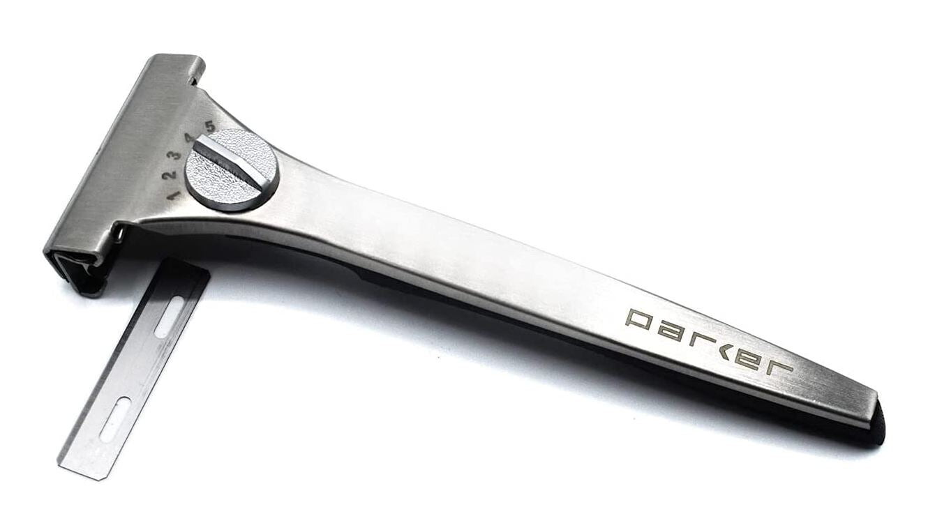 Parker Safety Razor, Parker’s Adjustable Injector Razor with 20 injector blades free