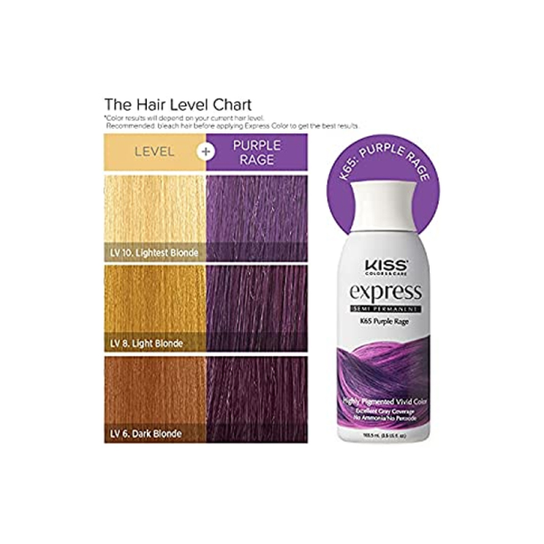 Kiss: Express Semi Permanent Hair Color - K65-Purple Rage