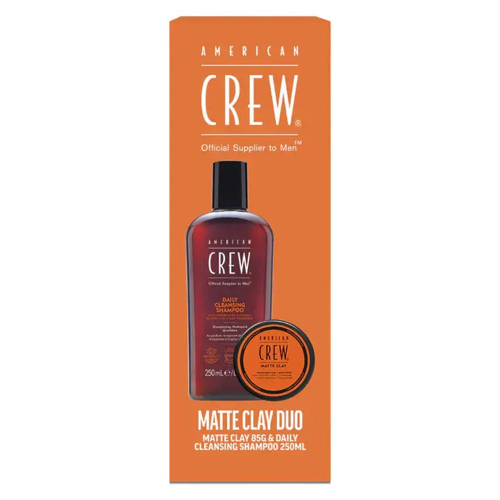 American Crew Matte Clay Duo Pack (Shampoo + Matte Clay) In Orange Gift Box