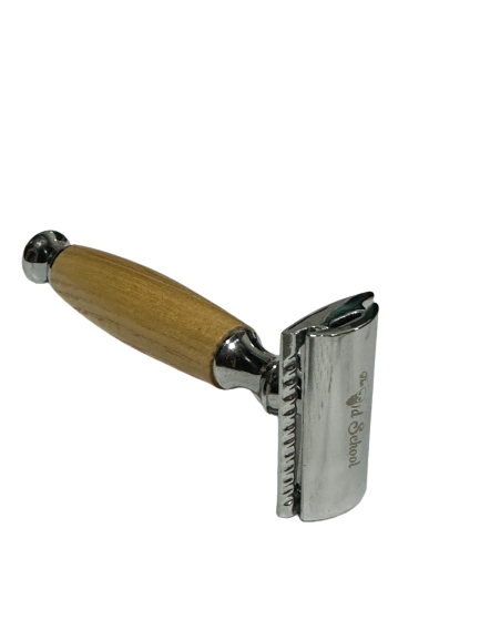 Wooden Shaving Set For Men - Safety Razor Badger Hair Shaving Brush with Stand