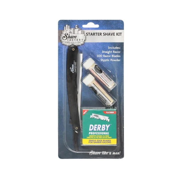 The Shave Factory Starter Shave Kit(Razor+100 Blades+2Syptic Powder)