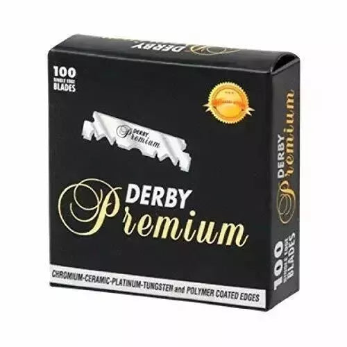 TSF Metal Straight Razor and Derby Premium Single Edge Razor Blades 100
